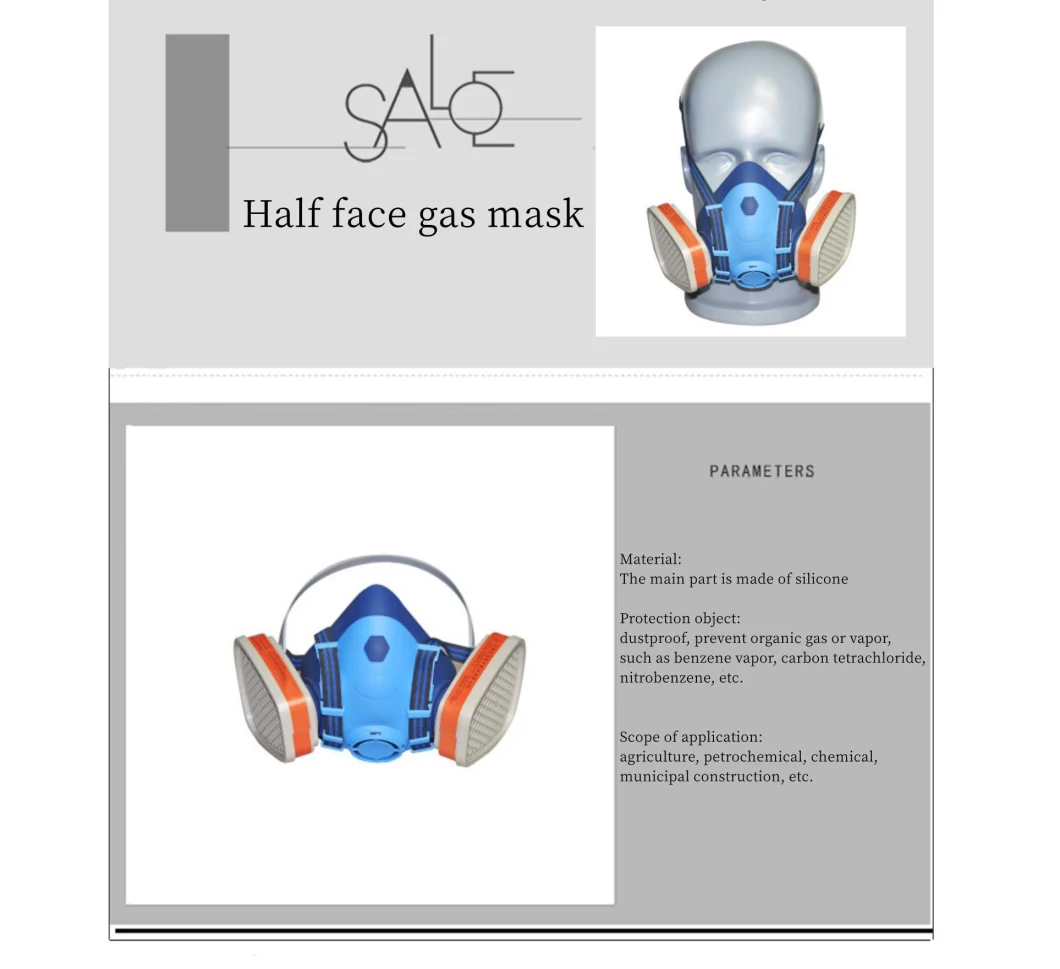 PPE Plus Custom Industrial Toxic Half Face Gas Mask Respirator